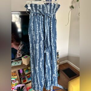 Stylish Blue Tie-Dye Wide Leg Pants from Italy